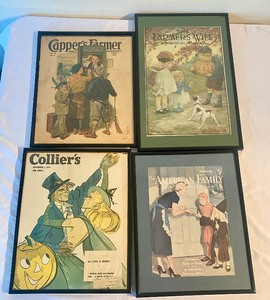 lot 185 image: Four Framed Vintage Magazine Covers