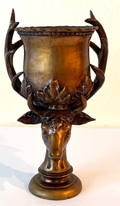 lot 27 image: Vintage Bronze Elk Figurine Chalice