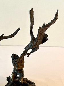 lot 34 image: Pair of Eagle Catchers Native American Bronze Sculptures by Michael Boyett