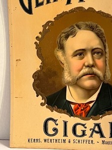 lot 2 image: Antique Gen. Arthur Cigar Advertising Piece