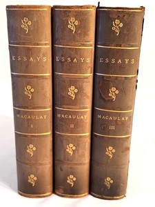 lot 48 image: Three Volume Vintage Book Set Macaulay Essays