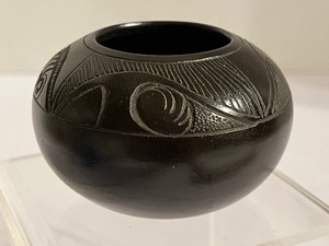 lot 16 image: Vintage Black on Black Pottery Bowl by Little Sparrow