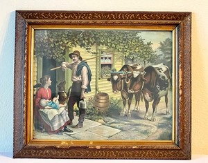 lot 15 image: Vintage Framed Print Entitled 1571 After Marriage