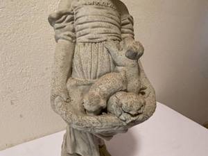 lot 194 image: Concrete Girl Figurine with Puppies