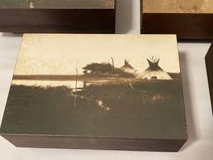lot 195 image: Series of Five Vintage Wooden Native American Photographs