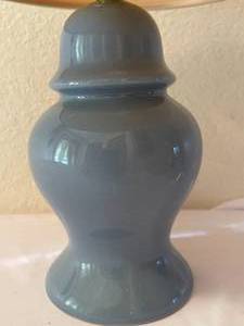 lot 197 image: Blue Ceramic Table Lamp and Shade