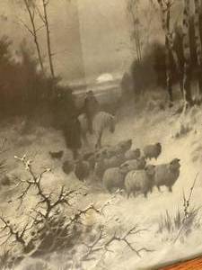 lot 206 image: Vintage Sheep Herder Framed Print