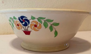 lot 232 image: Old Ivory Serving Bowl with Floral Theme