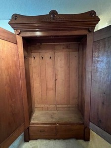 lot 110 image: Antique Wooden Wardrobe Cabinet