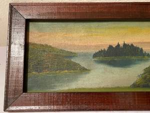 lot 251 image: Vintage Oil On Canvas Island In The River Framed Art