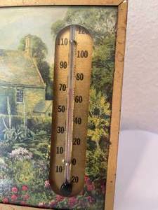 lot 296 image: Vintage Wall Mount Framed Thermometer