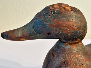 lot 174 image: Vintage Wooden Decoy With Glass Eyes