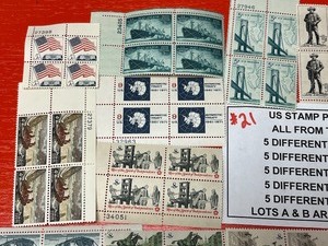 Lot Of (25) Assorted U.S. Stamp Plate Blocks