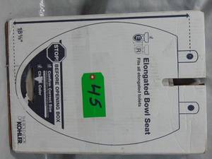 lot 45 image: KOHLER  Elongated Toilet Seat, White  Unused