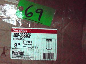 lot 69 image: DuraVent 8 8DP-36SSCF DuraPlus Class A Chimney Pipe - Triple Wall - 36 Dented  Unused