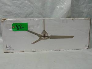 lot 82 image: Minka Aire  Java 54 in. IndoorOutdoor Brushed Nickel Wet Ceiling Fan Remote Unused