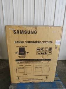 lot 11 image: Samsung Slide In Electric Range With Air Fry Convection Oven In Stainless Steel New 6.3 Cu. Ft.