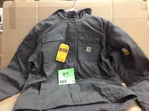 Carhartt Mens Large Gravel Cotton Washed Duck Bartlett Jacket