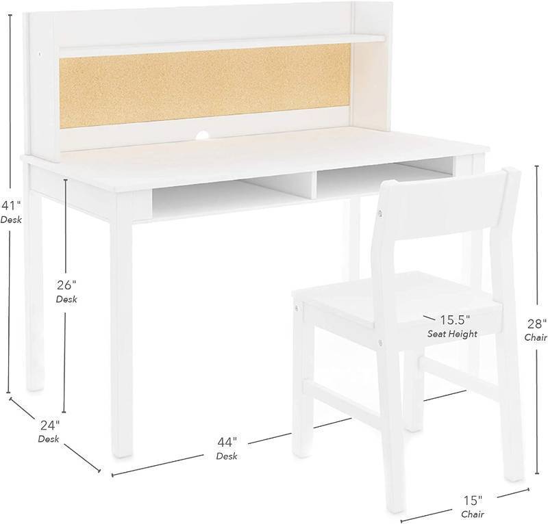 lot 607 image: NEW MARTHA STEWART Living and Learning Kids Desk with Hutch and Chair - White - Childrens Wooden Study Table with Storage