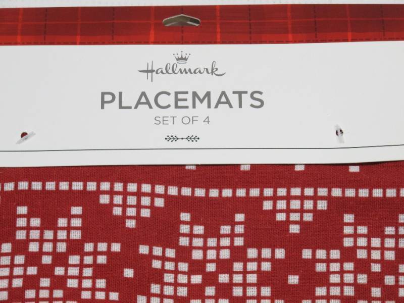 lot 875 image: NEW 8 Pack of Hallmark Holiday Themed Christmas Reindeer Placemats - RedWhite