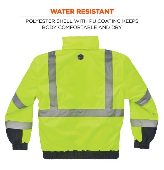 lot 860 image: NEW GloWear 8377 Hi-Vis Winter Bomber Jacket - Type R, Class 3 - 3XL - Lime