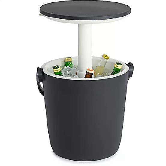 lot 617 image: Keter Go Bar 4.2-Gallon Drinks Cooler with Handle and Pop-Up Outdoor Table