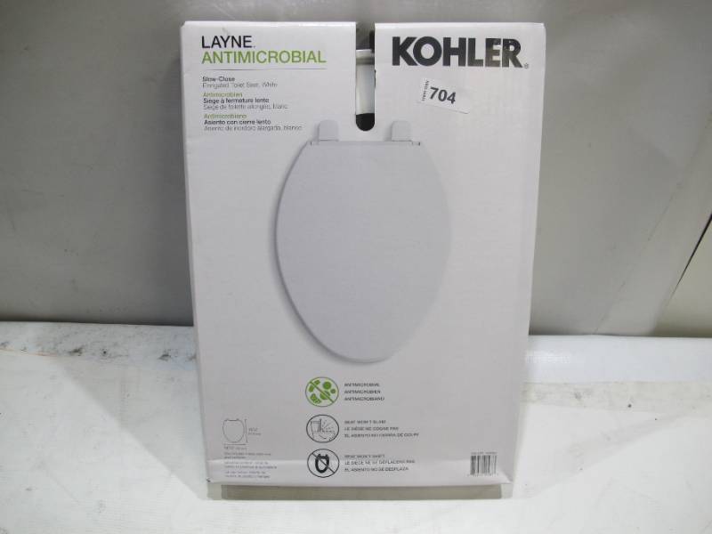 lot 683 image: KOHLER Layne Quiet-Close Elongated antimicrobial toilet seat - White