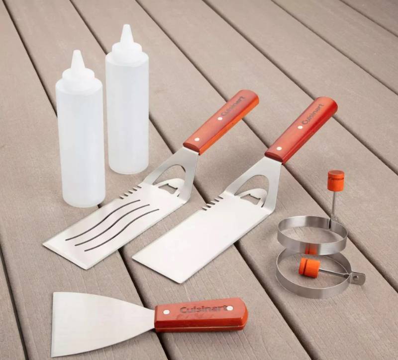 lot 651 image: Cuisinart 7-Piece Wooden Handle Griddle Set CGS-707