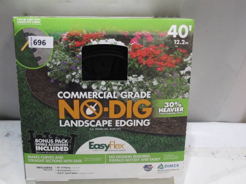 lot 692 image: EasyFlex Commercial Grade No-Dig Landscape Edging Project Kit, Black, 40 ft.