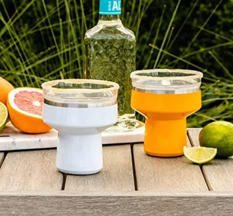 lot 695 image: NEW Reduce 12 oz. Vacuum Insulated Stainless Steel Saltini Tumbler 2 Pack White & Mango