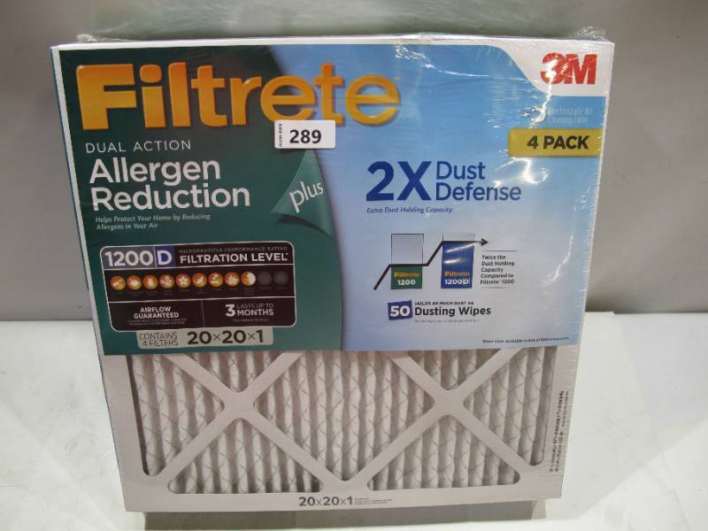 lot 715 image: NEW 4-Pack of Filtrete Allergen Reduction Plus 2X Dust Filters 1200D - 20x20x1