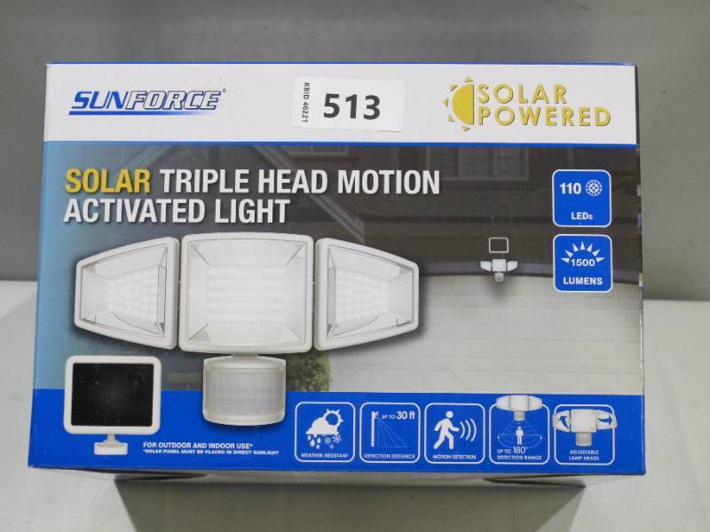 lot 708 image: NEW Sunforce Solar Triple Head Motion Activated Light