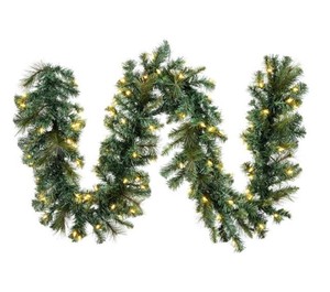 lot 514 image: Pallet of Mostly NEW Vickerman Items - 9 x 12 Mix Brussels Garlands with LEDs  Red Bows  Snow Fluff