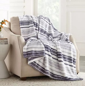 lot 568 image: NEW Reversible Oversized Members Mark Lounge Throw, 60 x 70 - Color Landon Ticking Stripe