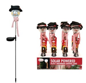 lot 781 image: NEW 3 Solaris Solar Powered Holiday Garden LED Snowman Yard Markers