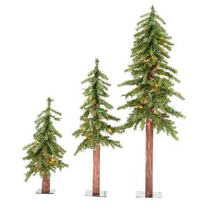 lot 783 image: Vickerman A805182 Artificial Christmas Tree Natural Triple Alpine Set of 3