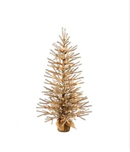lot 787 image: Vickerman 24 Mocha wBurlap Base DuraLED Miniature Christmas Tree - B162325LED