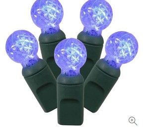 lot 792 image: VICKERMAN X4G9102 Holiday Lights Christmas Blue Bulb Green Wire G12 100 Lamp Blue