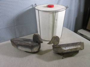 lot 114 image: (F-3) 2 Vintage Wood Duck Decoys an...