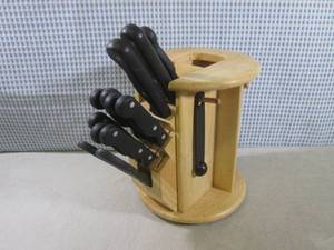 lot 265 image: (FS) Wood Lazy Susan Knife Block Ho...