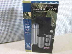lot 266 image: (CS) 4pc Stainless Steel Travel Mug...