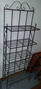 lot 55 image: Wrought Iron Indoor Outdoor Shelving Unit.
