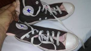 lot 95 image: Brown Converse All Star Hi Tops Excellent
