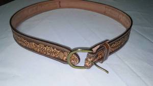 lot 114 image: 38 in. All Leather Belt - Acorns & oaks - New