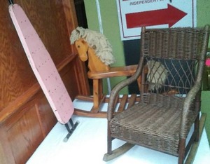 lot 149 image: Kids Rocking Horse, Chair And Ironing Board.