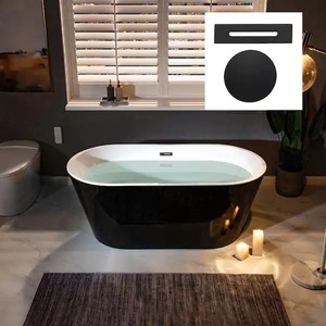 lot 96 image: WOODBRIDGE Archie 59 in. Acrylic Flatbottom Double Ended Bathtub with Matte Black Overflow and Drain Included in Black