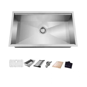 lot 103 image: Glacier Bay Zero Radius Undermount 18G Stainless Steel 27 in. Single Bowl Workstation Kitchen Sink with Accessories