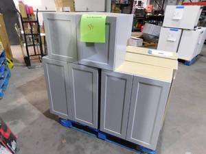 lot 33 image: (7) KITCHEN CABINET LOT - GRAY