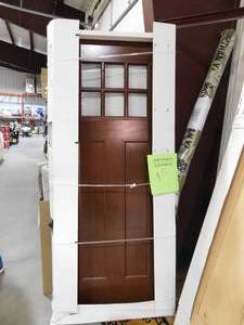 lot 56 image: 33.5 in. x 81.625 in. 6 Lite Clear CHOCOLATE Left-Hand Inswing Fiberglass Prehung Front Door