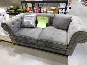 lot 94 image: wetiny 30 in. Gray Velvet 2-Seater Loveseat